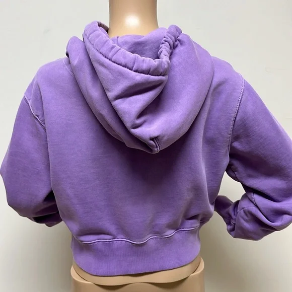 Coach Garment Dye Cropped Hoodie, Lavender, size XS with Coach patch on chest - Picture 5 of 9
